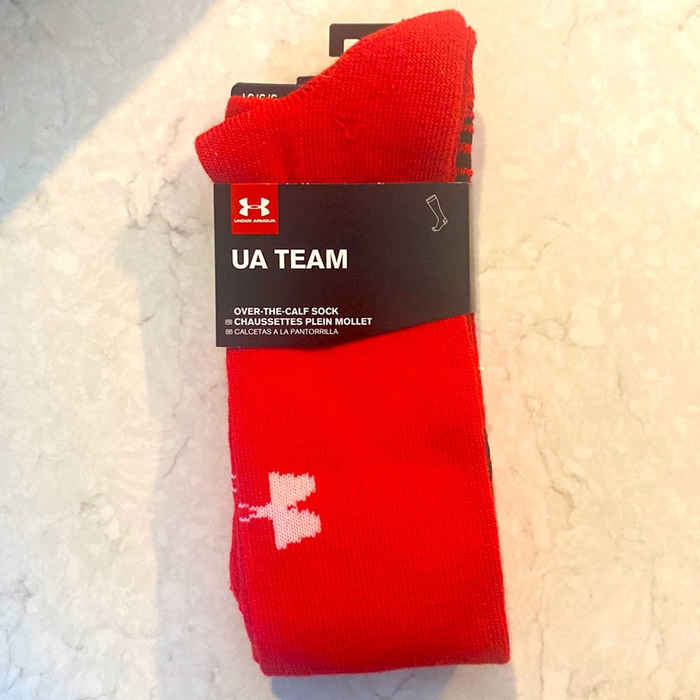 UA Team Over the Calf Socks in red